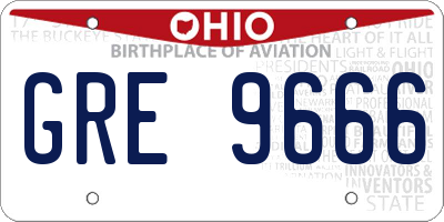 OH license plate GRE9666