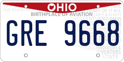 OH license plate GRE9668
