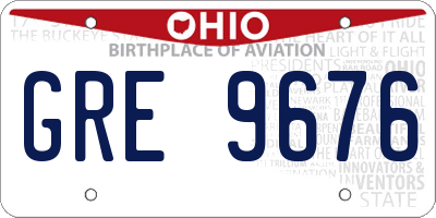 OH license plate GRE9676