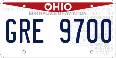 OH license plate GRE9700