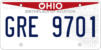 OH license plate GRE9701