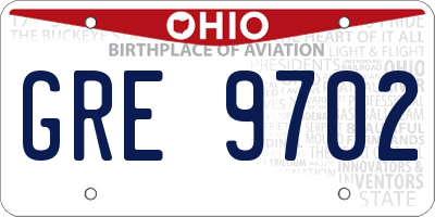 OH license plate GRE9702