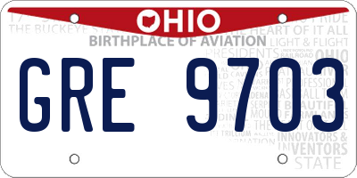 OH license plate GRE9703