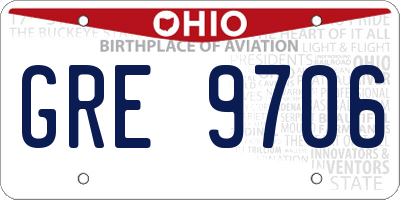 OH license plate GRE9706