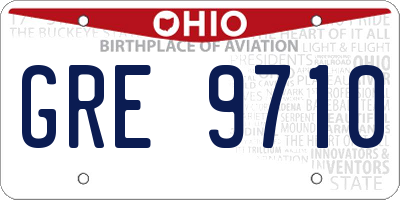 OH license plate GRE9710