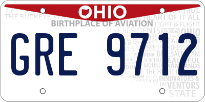 OH license plate GRE9712
