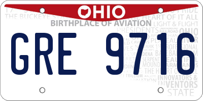 OH license plate GRE9716