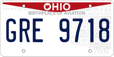 OH license plate GRE9718