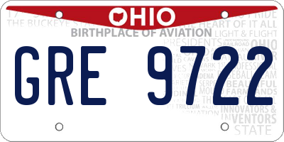 OH license plate GRE9722