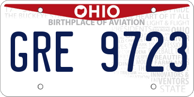 OH license plate GRE9723