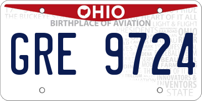 OH license plate GRE9724