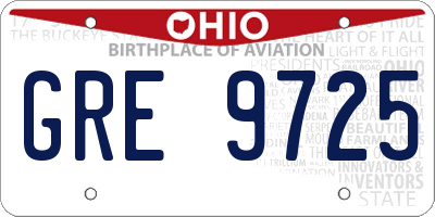 OH license plate GRE9725
