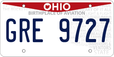 OH license plate GRE9727