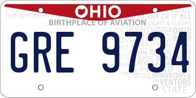 OH license plate GRE9734