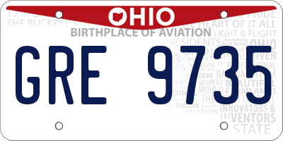 OH license plate GRE9735