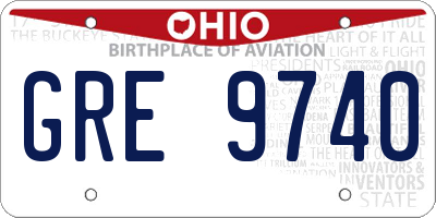 OH license plate GRE9740