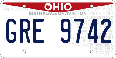 OH license plate GRE9742