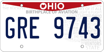 OH license plate GRE9743