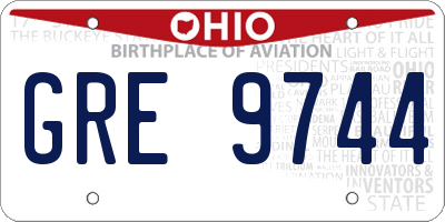 OH license plate GRE9744
