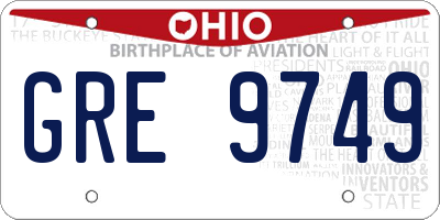 OH license plate GRE9749