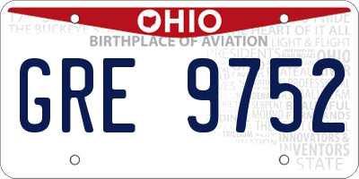 OH license plate GRE9752