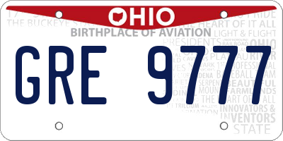 OH license plate GRE9777