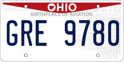 OH license plate GRE9780