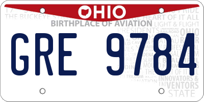 OH license plate GRE9784