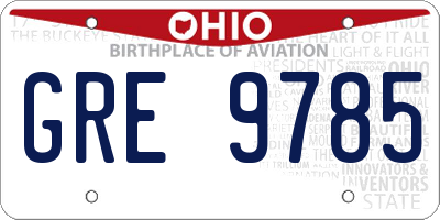 OH license plate GRE9785