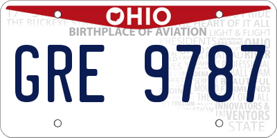 OH license plate GRE9787