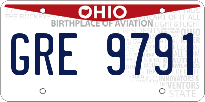 OH license plate GRE9791