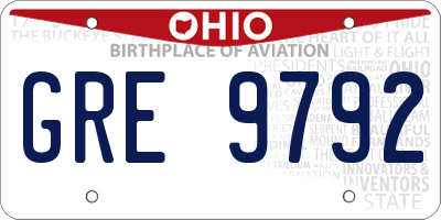 OH license plate GRE9792
