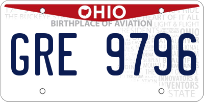 OH license plate GRE9796