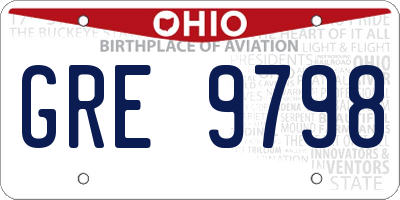 OH license plate GRE9798