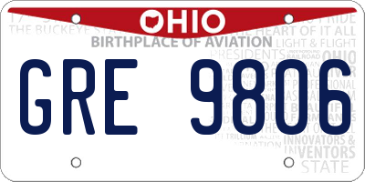 OH license plate GRE9806