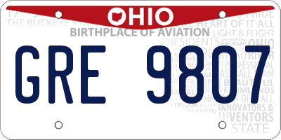 OH license plate GRE9807
