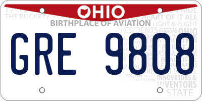 OH license plate GRE9808