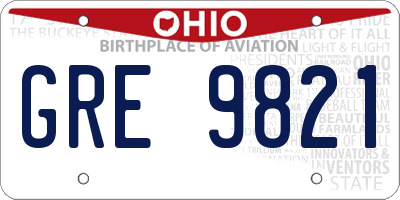 OH license plate GRE9821