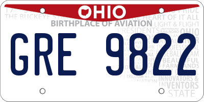 OH license plate GRE9822
