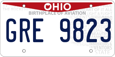 OH license plate GRE9823