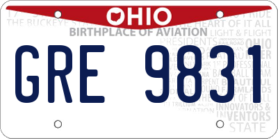 OH license plate GRE9831