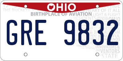 OH license plate GRE9832