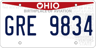 OH license plate GRE9834