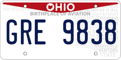 OH license plate GRE9838