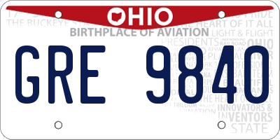 OH license plate GRE9840