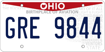 OH license plate GRE9844