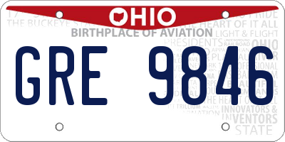 OH license plate GRE9846