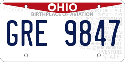 OH license plate GRE9847