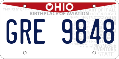 OH license plate GRE9848