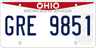 OH license plate GRE9851